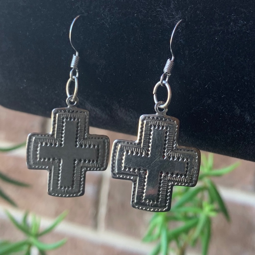 Cross dangle earrings